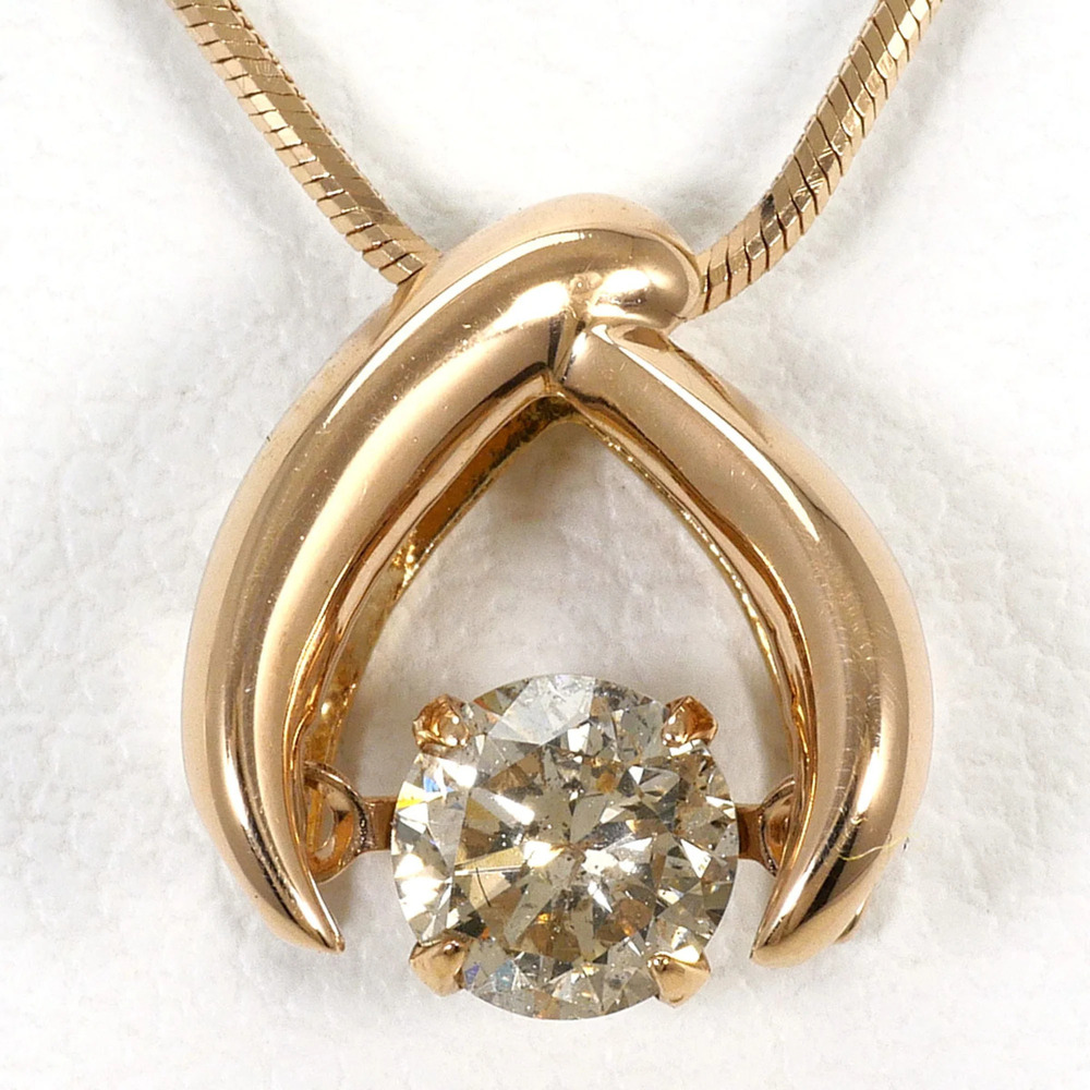 18K (18-karat gold) Pink Gold Necklace with Brown Diamond (0.30ct), Total Wei...
